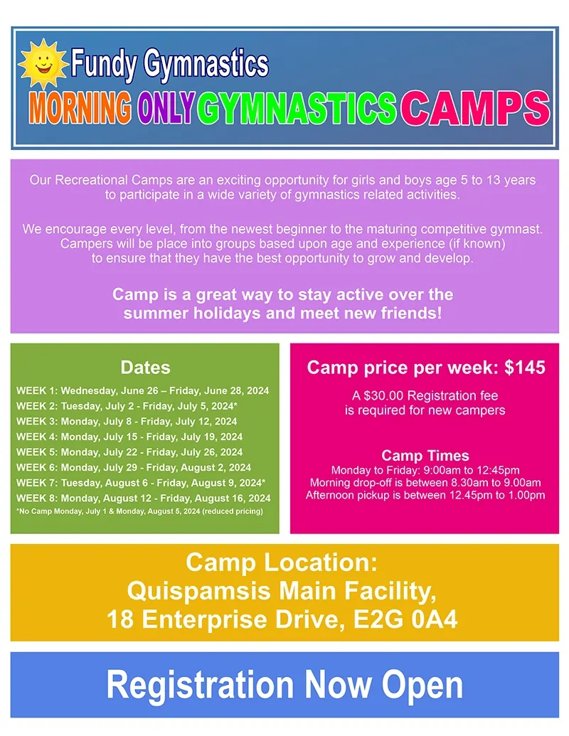 Fundy Gymnastics Summer Camp 2024